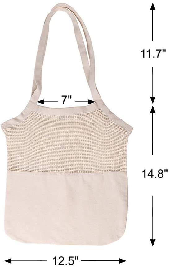 野菜のための長いハンドルの綿の再利用可能な買い物袋の網袋の市場袋のリサイクル