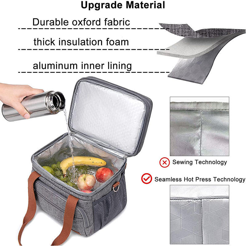 屋外漏れ防止ポータブル二重層食品断熱熱トート断熱バッグハンドル付きクーラーバッグ