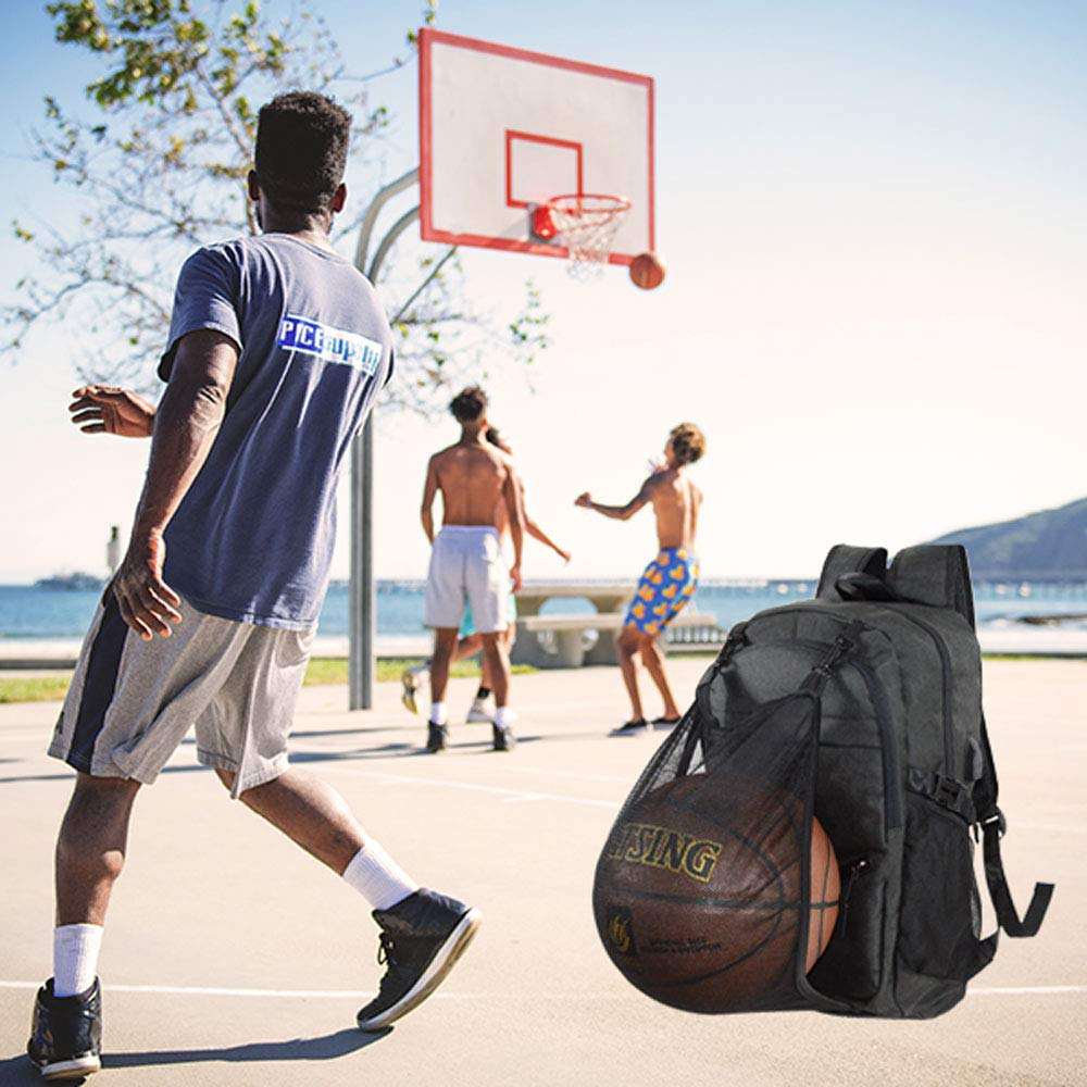 ボールコンパートメントとUSB充電ポートを備えたアウトドア用の耐久性のあるメンズバスケットボールバックパック