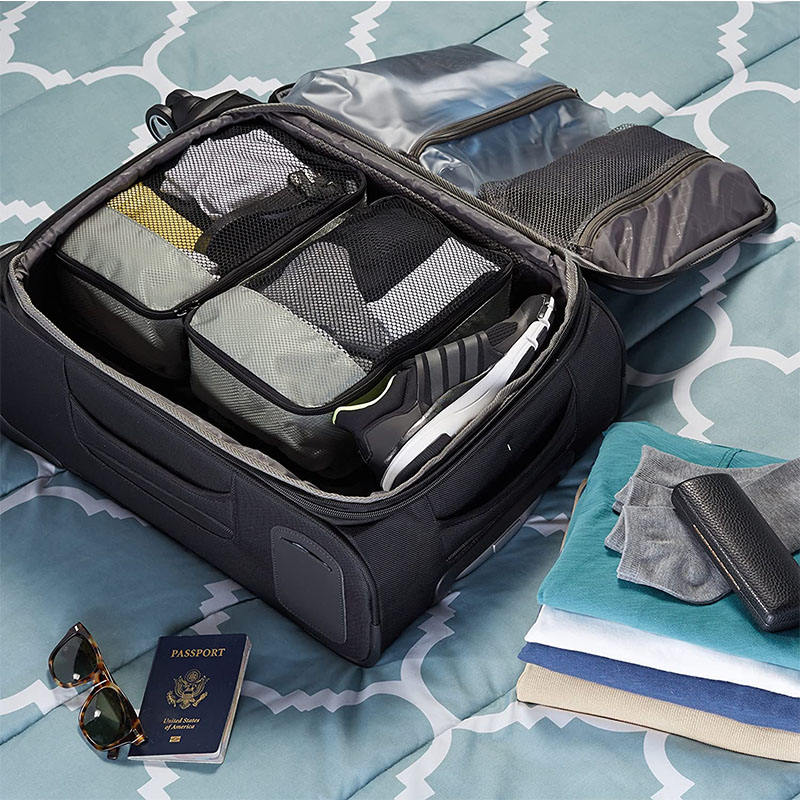 2022 ホット販売ユニセックス軽量カスタム グレー 4 個荷物収納オーガナイザー バッグ旅行パッキング キューブ セット