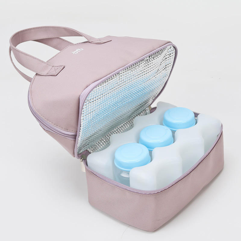 通気性の良い二層式で持ち運びに便利なアイスクーラーバッグ お弁当二層式 母乳保存用保冷バッグ 働くママに